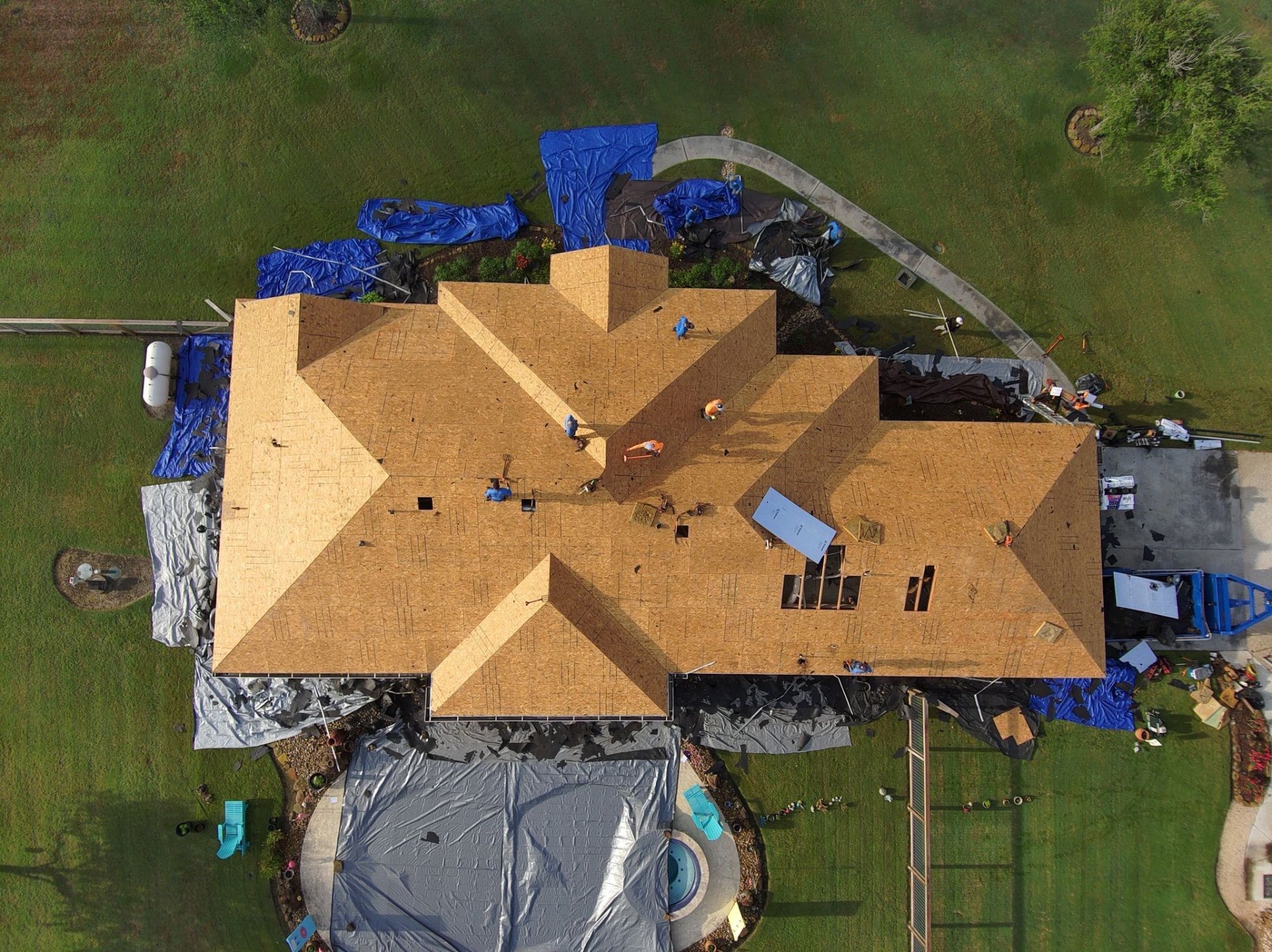 Before roof replacement - deck inspection with damaged plywood